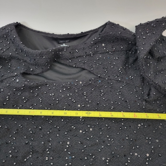 Jennifer Lopez Womens Blouse Size XL Shimmer Stretch Cutout - Picture 9 of 10